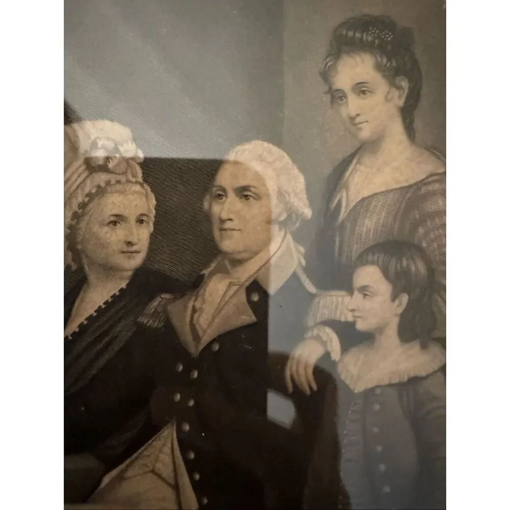 Antique George Washington Family framed etching president of the United States